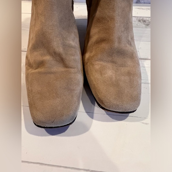 Authentic Cole Haan made in Italy beige suede boots chunky kitten heel Size 7.5 - Picture 10 of 12